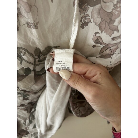 Angela Moda Italy Women’s M 100% Silk Blouse Floral Ruffle Lined Fairycore - Picture 3 of 5